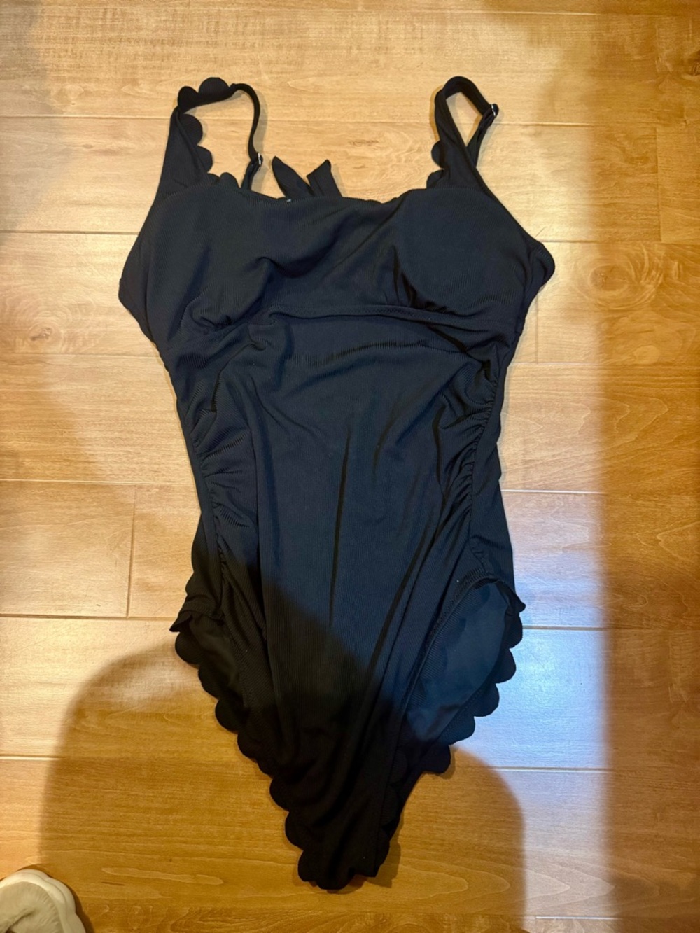 BRAND NEW Black Scalloped One Piece Bathing Suit